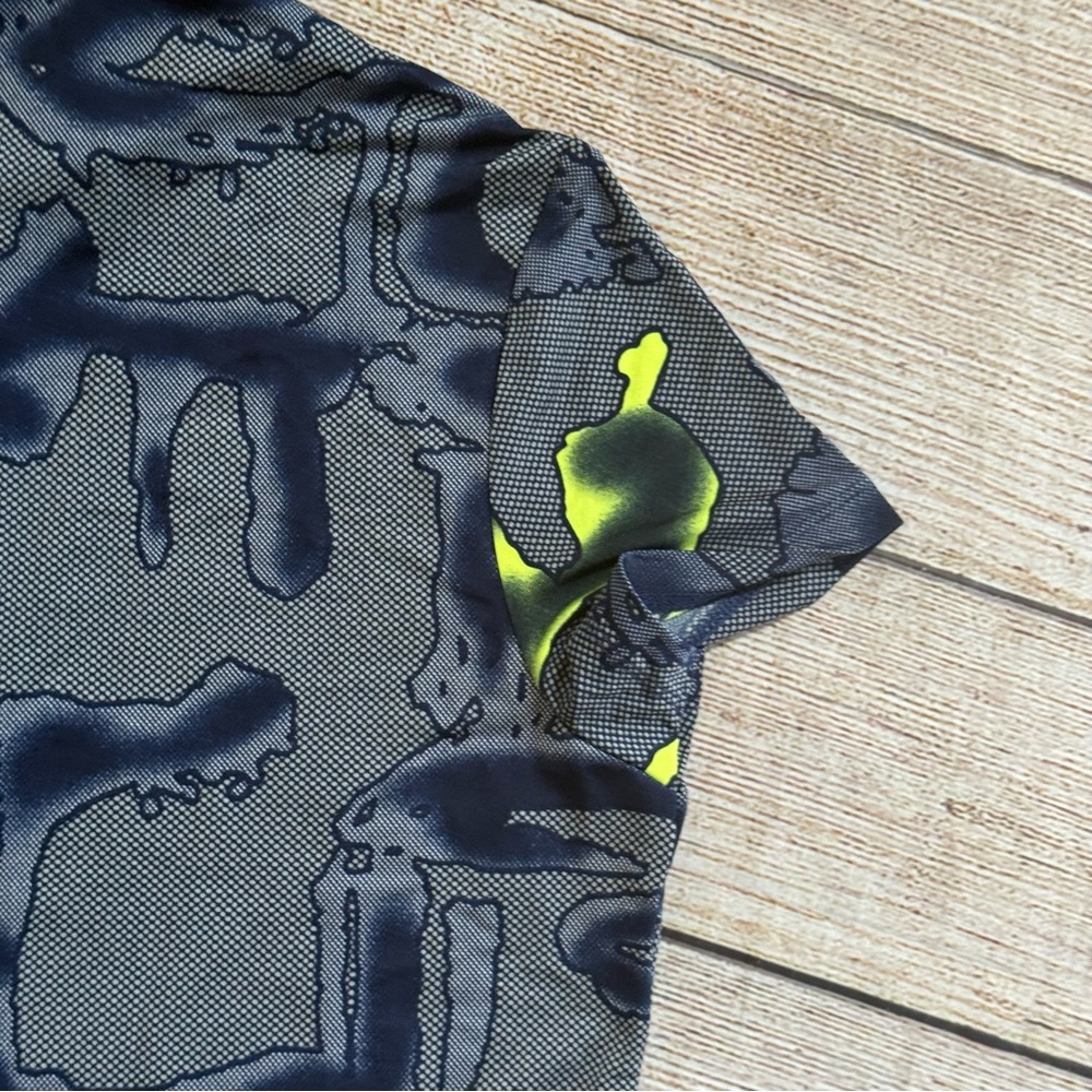 Jamie Sadock size small blue neon yellow patterned polo short sleeve shirt - Picture 10 of 13